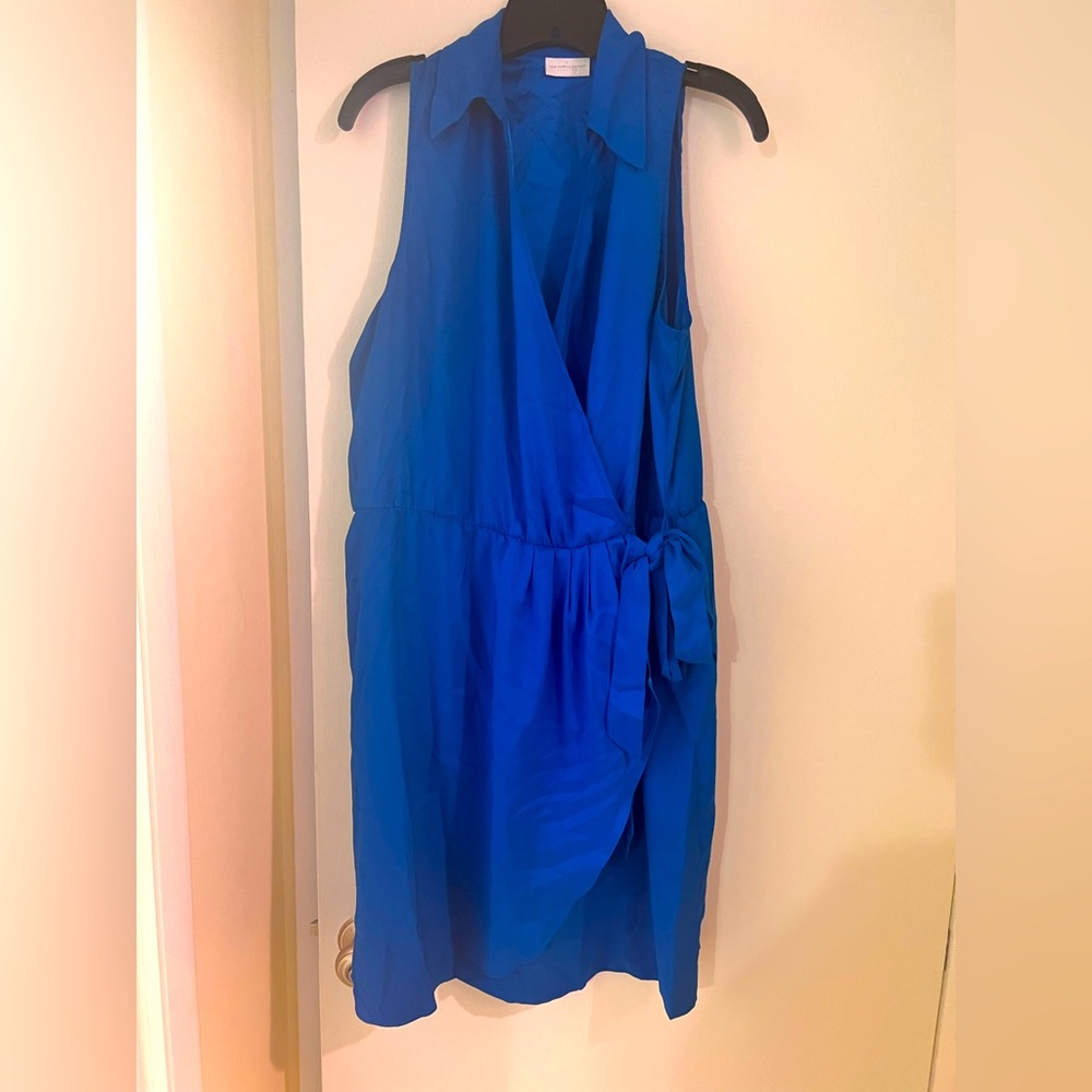 New York & Company Blue Sleeveless Wrap Dress Size XL